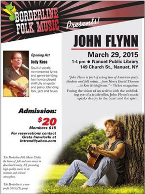 Borderline Folk Music presents John Flynn nbspOpening act Judy Kass