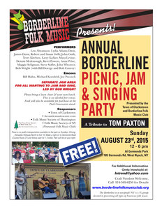 Borderline Folk Annual Picnic Jam amp Singing Party