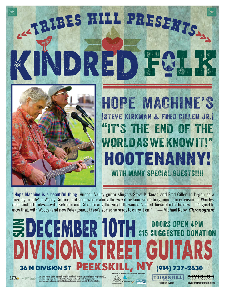Tribes Hill Presents the 12th Annual Hope Machine Hootenanny  Sunday Dec 10th at Division Street Guitars
